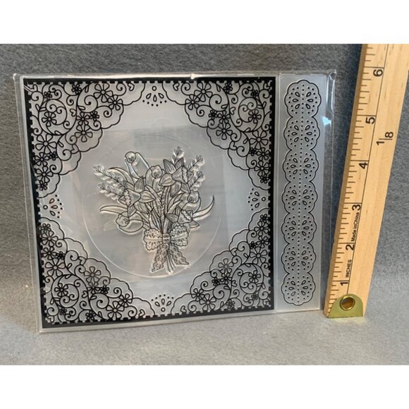 Lace Bouquet Springtime Stamp Border Embossing Folder Set Cardmaking & Papercraf - Picture 3 of 4